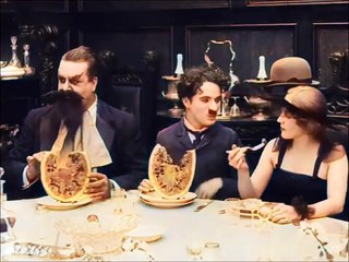 The Count (1916) - Watermelon Fun Scene - Charlie Chaplin - Colorized