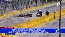 Estudiante es atropellado por motociclista al cruzar Carretera Central en Ate