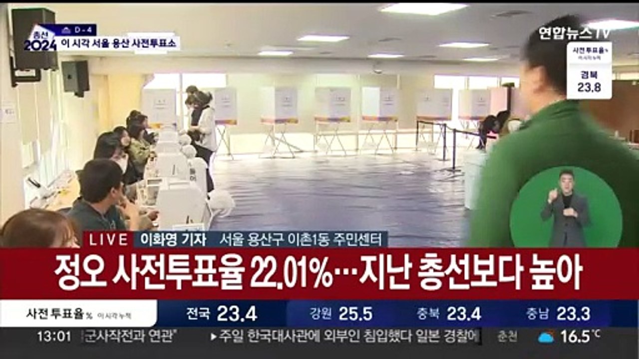 사전투표 마지막날…정오 누적 투표율 22.01%