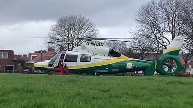 Air ambulance in Barnes Park, Sunderland