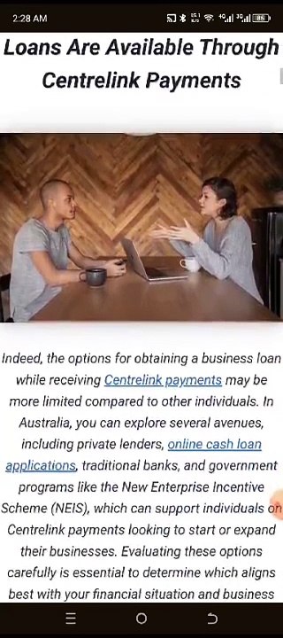 New Start-Up Existing Business Loan With Centrelink Payments