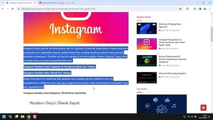 Bilgisayardan Instagram Hesabını Silme 2024