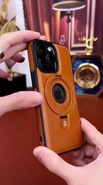 LUXURY LEATHER INVISIBLE STAND PHONE CASE, TRANSMITG PREMIUM LUXURY LEATHER INVISIBLE STAND FOR IPHONE CASE15/14/13/12 PRO MAX, WITH MAGNETIC INVISIBLE RING STAND (FOR LPHONE 13 PRO MAX,BROWN)