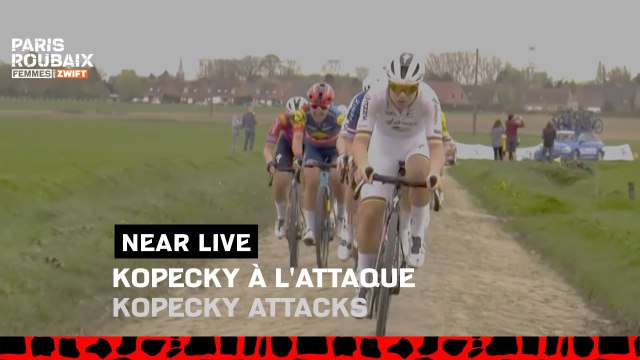 Kopecky attacks - Paris-Roubaix Femmes avec ZWIFT 2024