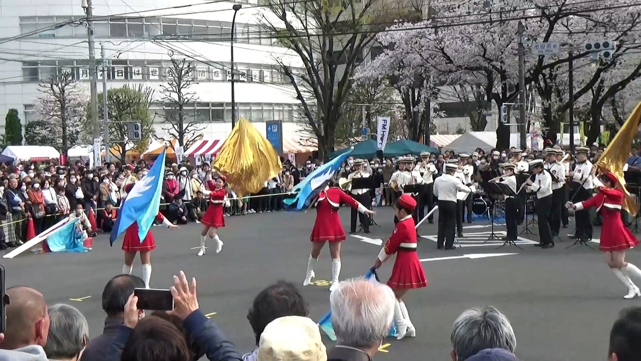 【2024/4/6】第51回相模原市民桜まつり　神奈川県警音楽隊・カラーガード隊によるドリル演奏