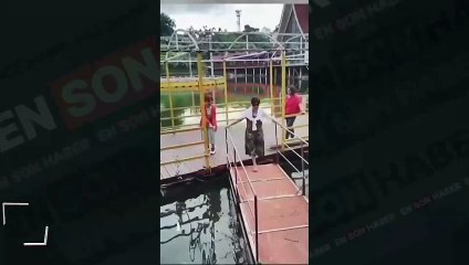 Dans etmeye çalışan kadınlar suya düştü