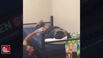 Uyuyan adama su şakası