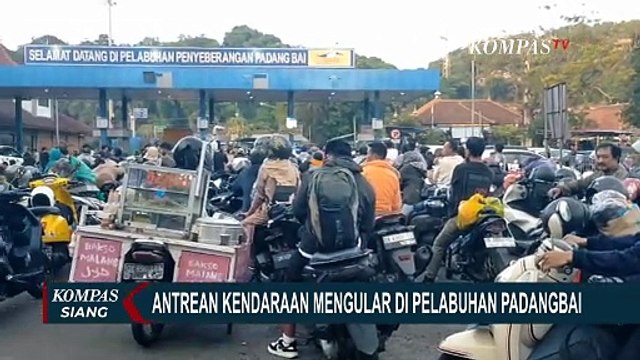 Antrean Kendaraan Pemudik Mengular di Pelabuhan Padangbai Bali