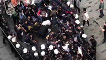 Taksim'deki İsrail protestosunda olay görüntüler! 2 polis açığa alındı