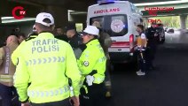 Basın Ekspres Yolu'nda polis ekiplerini taşıyan servis minibüsü devrildi