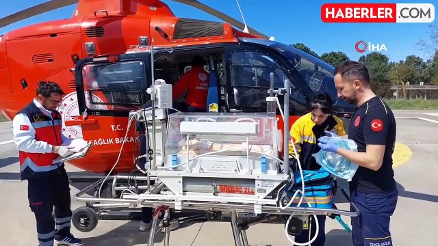 Ambulans helikopter yeni doğan bebek için zamanla yarıştı