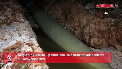 Ana isale hattı patladı, tazyikli su metrelerce böyle yükseldi