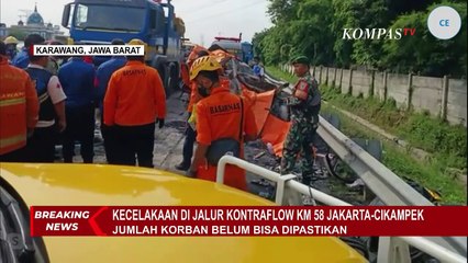 Video herunterladen: Kecelakaan di KM 58 Tol Jakarta-Cikampek, Polisi Data Korban dan Evakuasi Badan Mobil