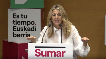 "La gente de Madrid es un poco rara": el desconcertante momento de Yolanda Díaz en un mitin en Vitoria