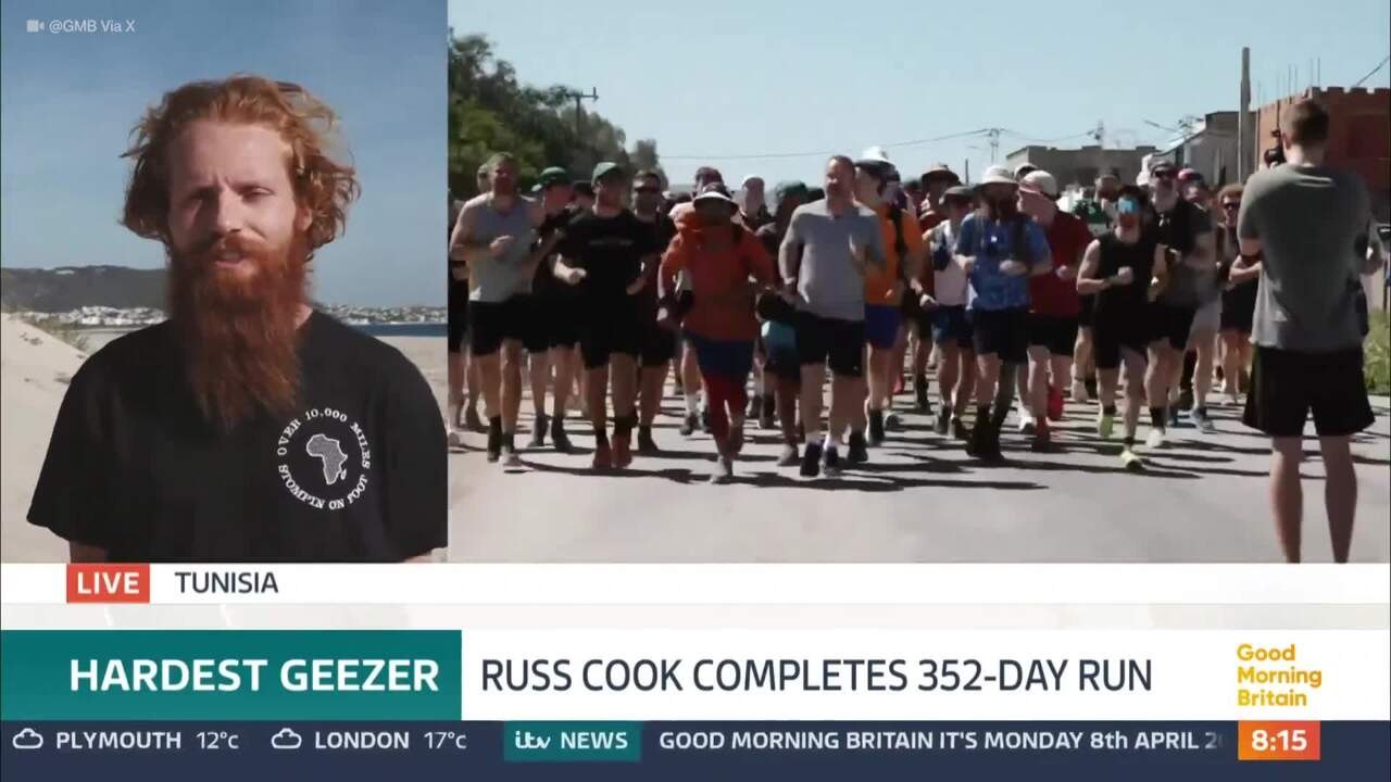 'Hardest geezer' Russ Cook describes relief after finishing run the length of Africa
