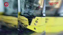 Gaziosmanpaşa’da facianın eşiğinden dönüldü, gaz pedalı takılı kalan İETT otobüsü duraktaki otobüslere çarptı