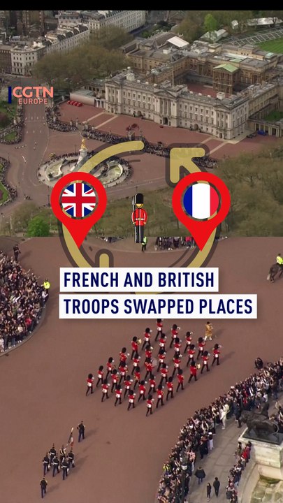 French and British troops swapped places in the ‘Changing of the Guard’