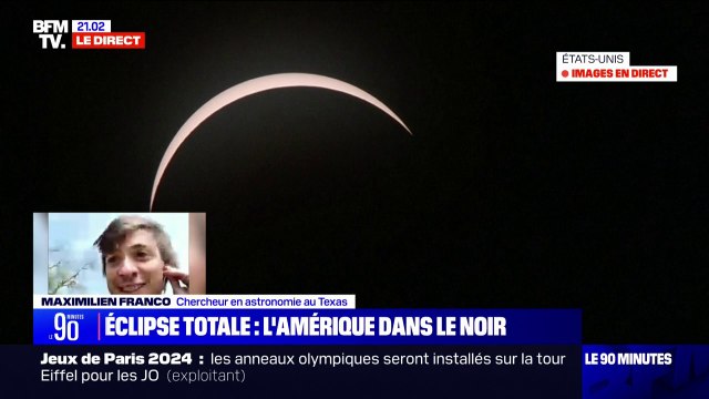 Un contraste très émouvant entre la noirceur de la Lune et la luminosité de la couronne solaire : Maximilien Franco (chercheur en astronomie) raconte son observation de l'éclipse totale au Texas