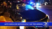 San Isidro: tres heridos dejaron un violento choque entre un auto y una motocicleta