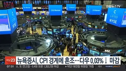 下载视频: 뉴욕증시, CPI 경계에 혼조…다우 0.03%↓마감