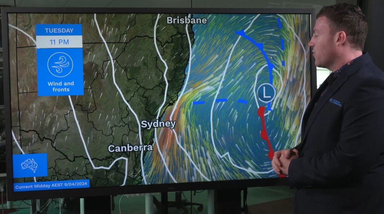 Damaging winds to batter east coast as cold front moves through