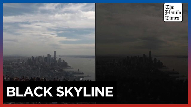 New York City sky darkens during solar eclipse