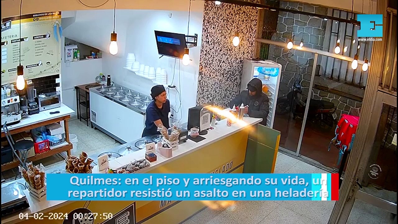 Quilmes: en el piso y arriesgando su vida, un repartidor resistió un asalto en una heladería