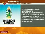 Comunicado | Gobernación del estado Táchira expresa su apoyo a la lucha anticorrupción en Venezuela