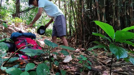 Solo camping in heavy rain all day || building a plastic wrap roof wall shelter