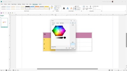 Microsoft Publisher Section 47 Table Color Fill Options