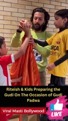 Riteish & Kids Preparing the Gudi On The Occasion of Gudi Padwa