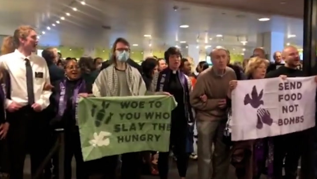 Pro-Palestine protesters blockade US Senate cafeteria calling for Gaza ceasefire