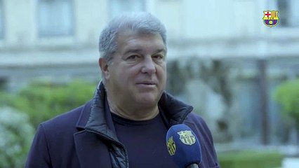 Скачать видео: Joan Laporta habla antes del PSG-Barça de Champions