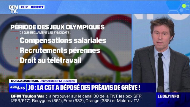 Travail pendant les JO, licenciement, limitation du droit de grève: les raisons des préavis de grève de la CGT