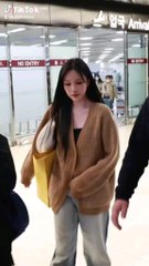Mina at airport today heading to Japan for Fendi event.