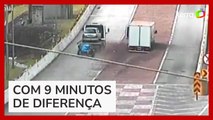 Vídeo mostra dois caminhões desgovernados juntos em área de escape no Paraná