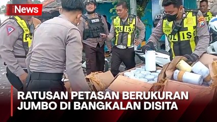 Polisi Sita Ratusan Petasan Berukuran Jumbo di Pinggir Jalanan Bangkalan