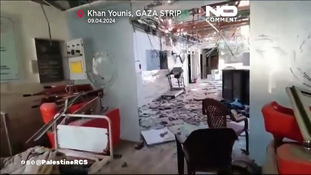 الهلال الأحمر الفلسطيني ينشر صورًا لحجم الدمار الهائل الذي لحق بمستشفى الأمل في خان يونس