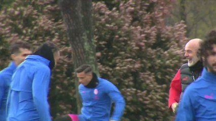 AC Milan train ahead of UEFA Europa League quarter-final clash with AS Roma