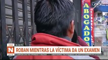 Le roban el vehículo mientras daba examen