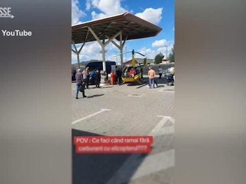 L’elicottero resta senza carburante, fa rifornimento alla stazione di servizio