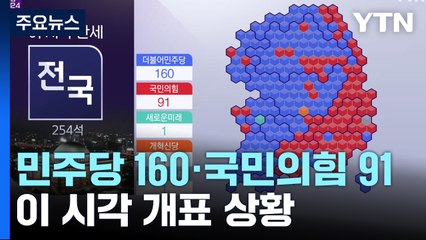 민주당 160석·국민의힘 91석...이 시각 개표 상황 [2024총선] / YTN