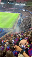 La euforia culé tras el gol de Christensen al PSG: bengalas en París