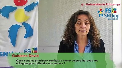 Guislaine David à l'Université de Printemps de la FSU-SNUipp Bretagne 2024