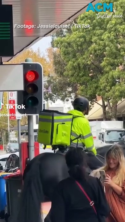 Uber Eats delivery on horseback turns heads in Sydney