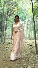 Gift Stylish Pink Pre Draped Saree For Mother's Day by Basanti Kapde Aur Koffee