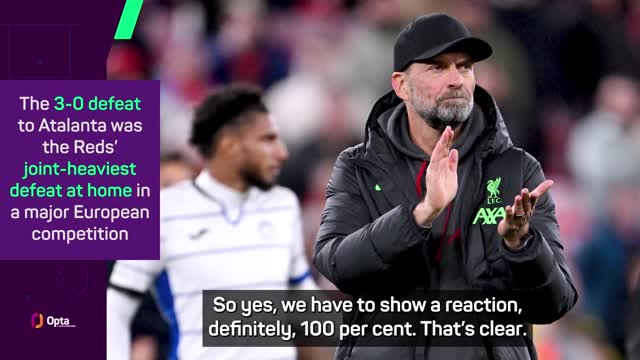 Klopp promises a reaction after shock Atalanta defeat