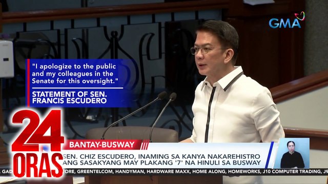Sen. Chiz Escudero, inaming kanya nakarehistro ang sasakyang may plakang '7' na hinuli sa Busway | 24 Oras