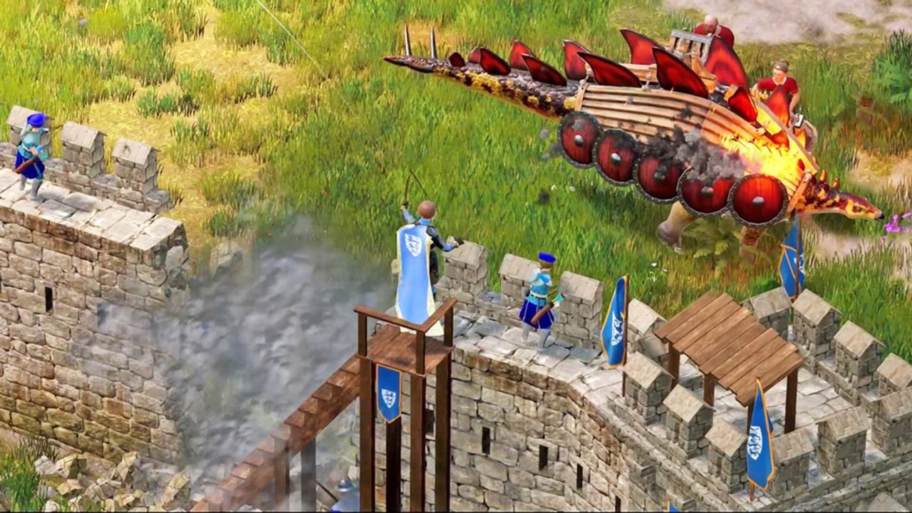 In Dinolords baut ihr Burgen wie in Stronghold und kämpft dann mit Dinosauriern darum