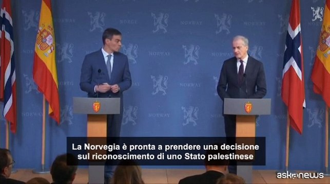 Norvegia: pronti a decidere sul riconoscimento dello Stato palestinese